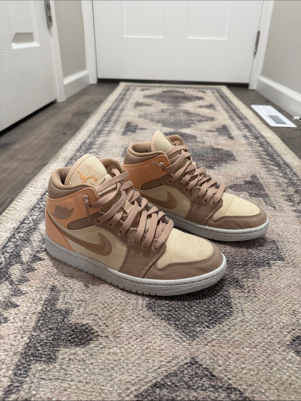 Women’s Air Jordan Mid Sneakers in Beige and Tan